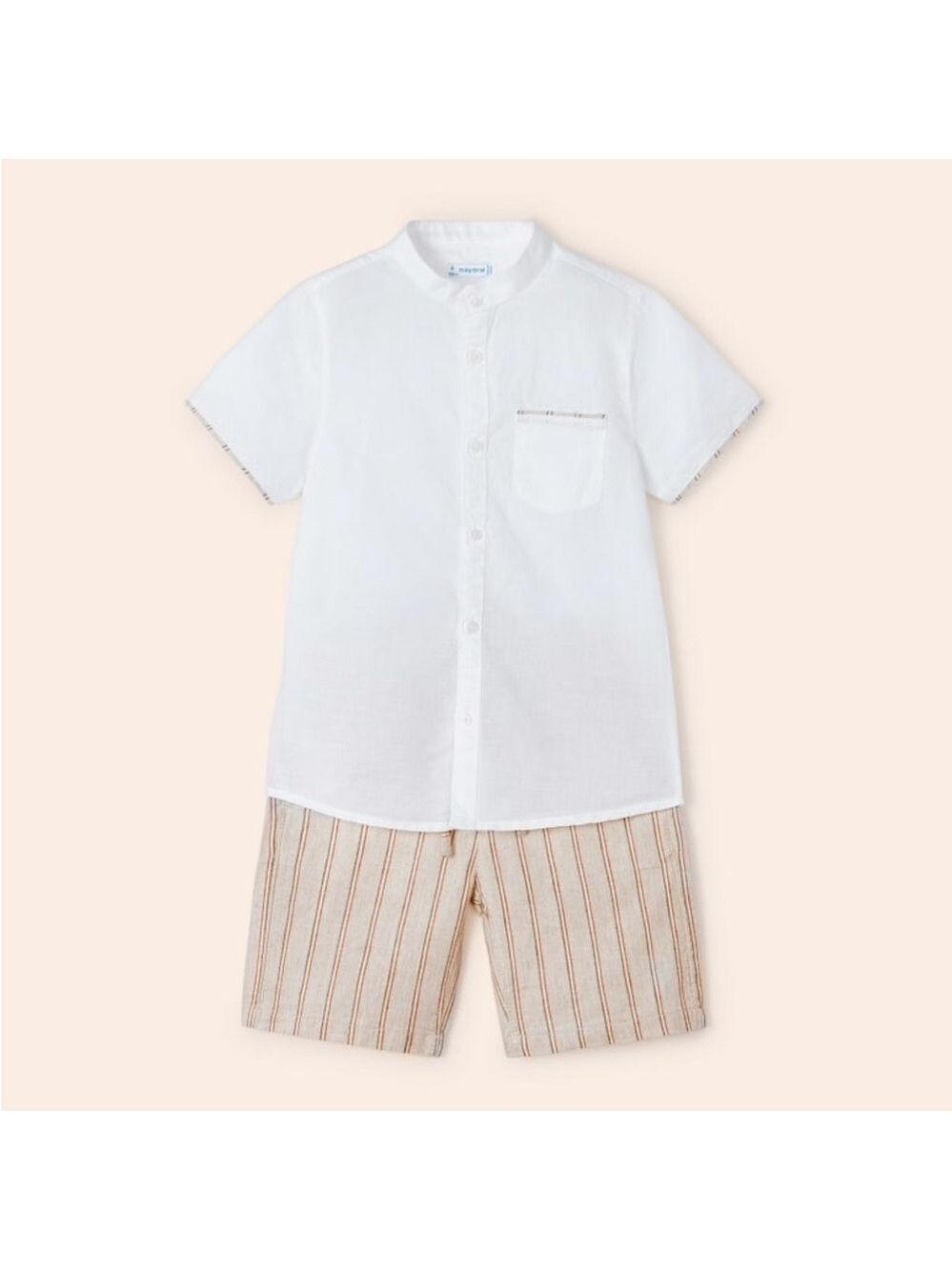 Size 9 Boys Mayoral White Matching Set Button Down Shirt